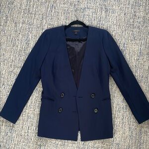 JCrew Women's Navy Double-Breasted Blazer Size 2 Crepe